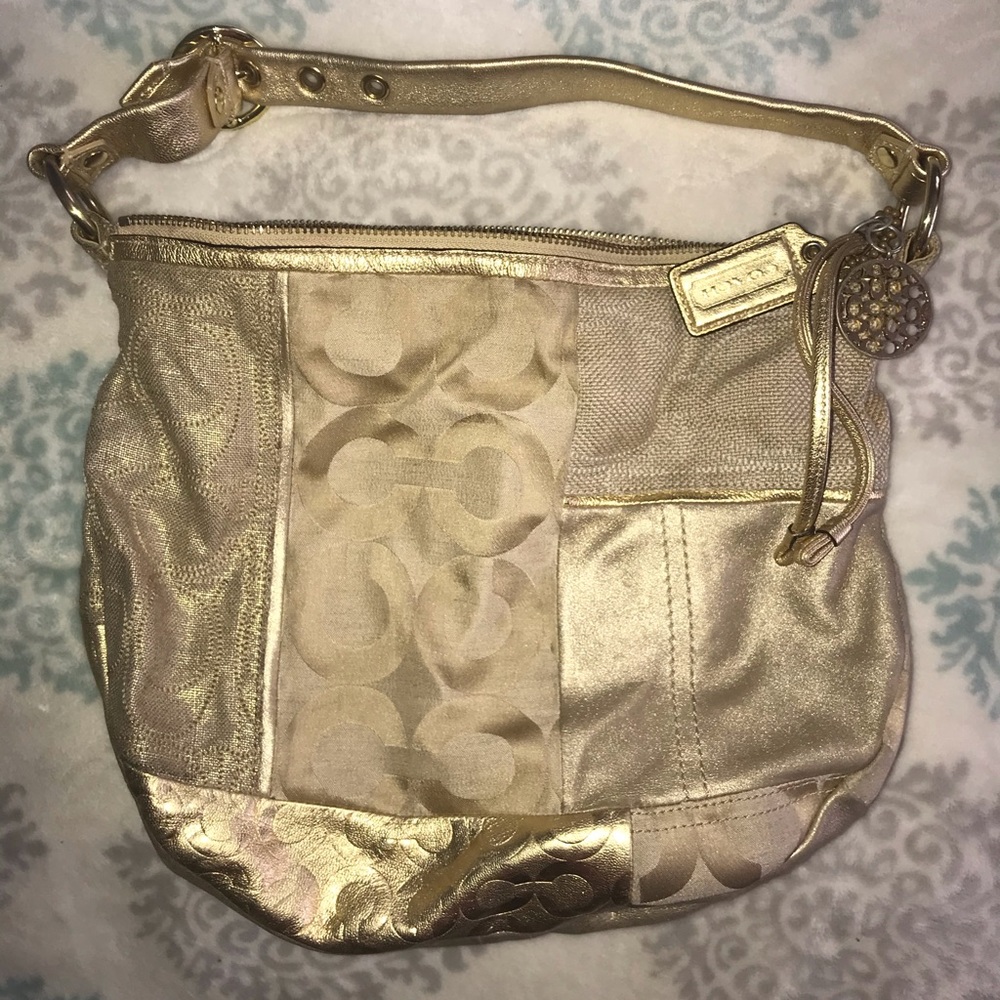 Gold authentic Coach purse handbag